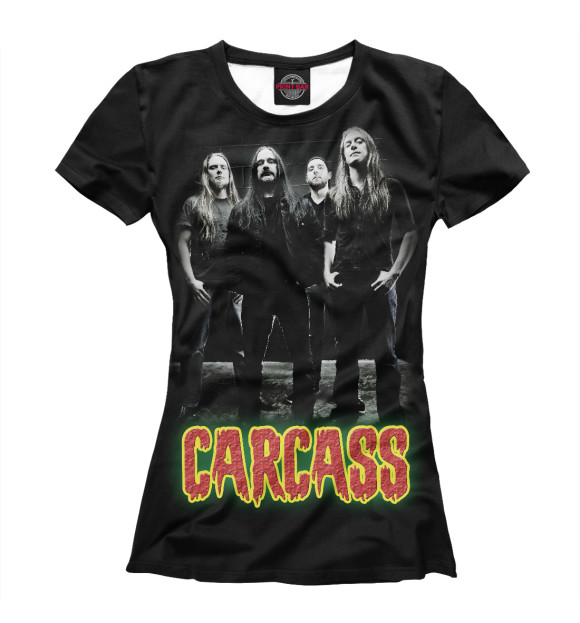 Женская футболка с изображением Carcass Death metal band цвета Белый