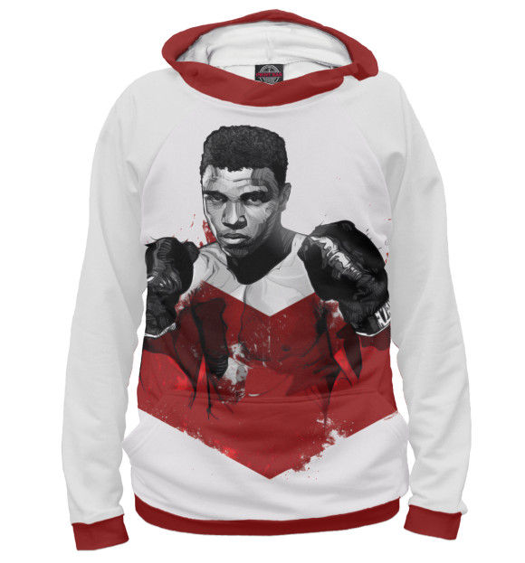 Мужское худи с изображением Muhammad Ali цвета Белый