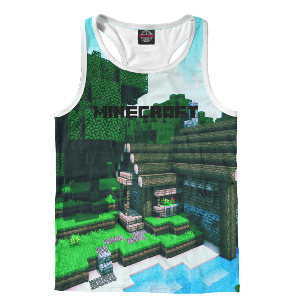 Мужская майка-борцовка с изображением Minecraft цвета Белый