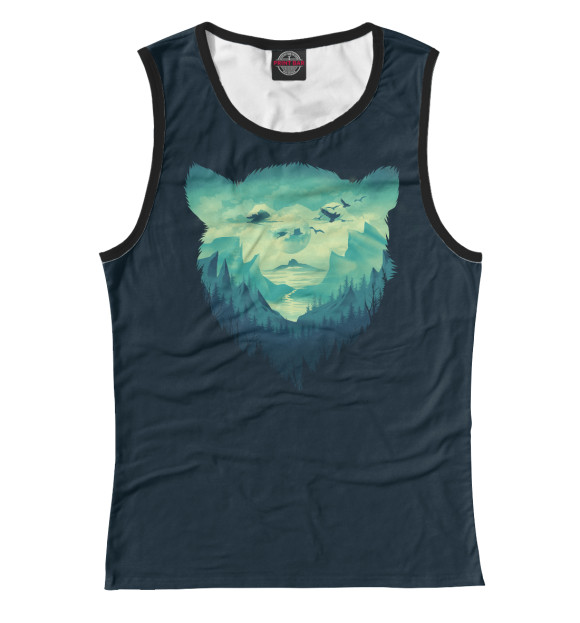 Майка для девочки с притом Медвежьи земли цвета Белый Майка для девочки с изображением Медвежьи земли цвета Белый