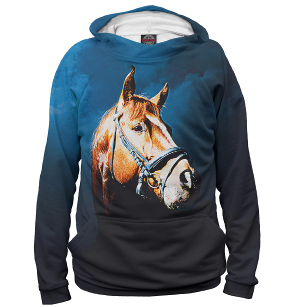 Женское худи с изображением Лошадь цвета Белый