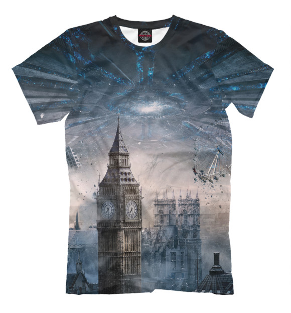 Мужская футболка с изображением Лондон цвета Серый