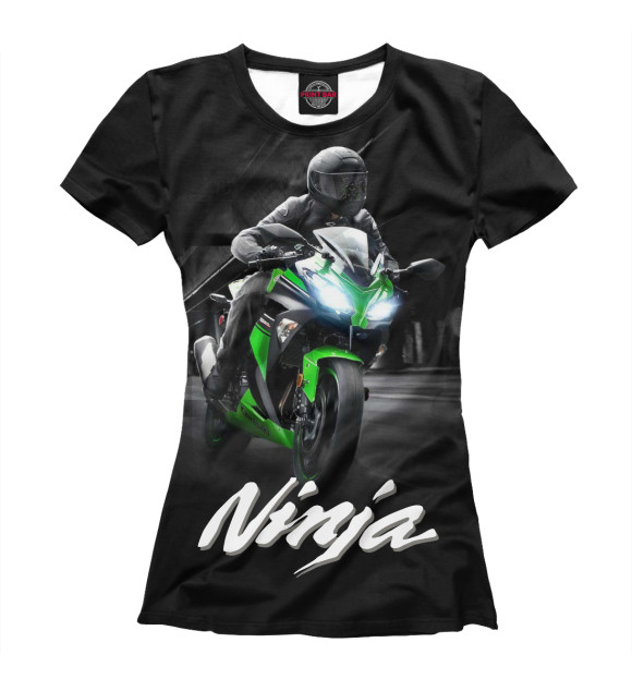Женская футболка с изображением Kawasaki Ninja цвета Белый