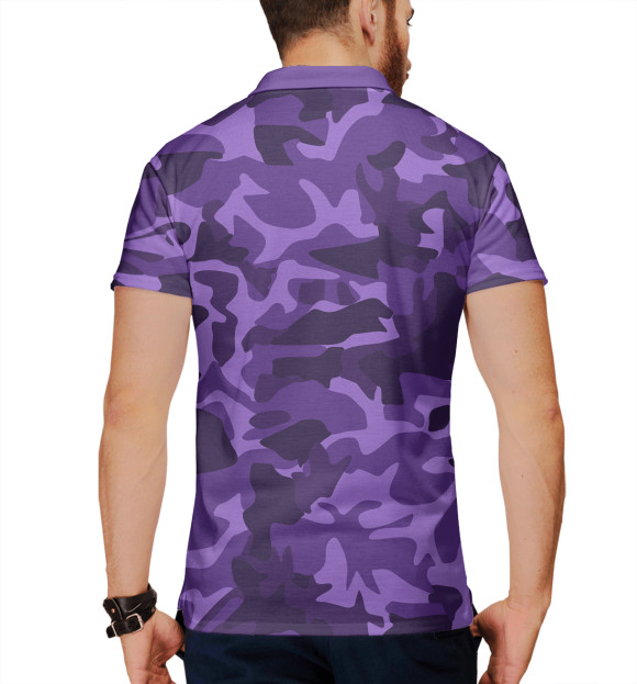 Мужское поло с изображением Фиолетовый камуфляж цвета Белый