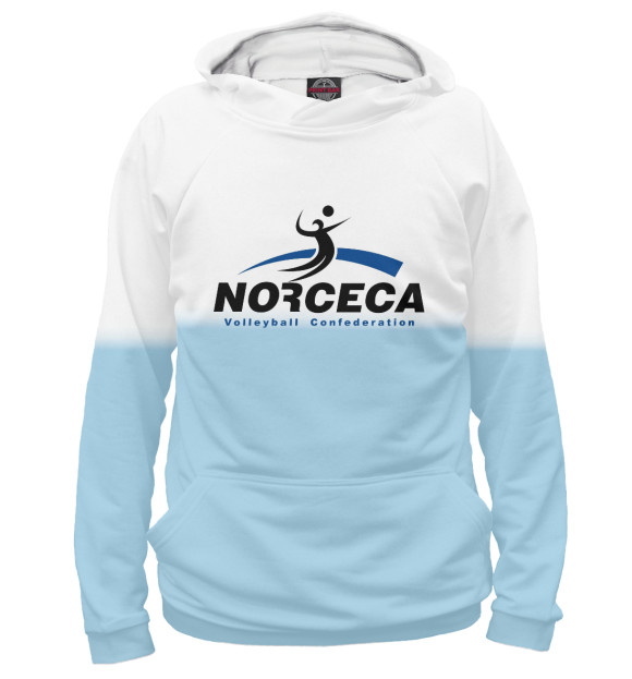 Мужское худи с изображением Norceca volleyball confederation цвета Белый