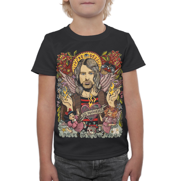 Футболка для мальчиков с изображением Kurt Cobain цвета Белый