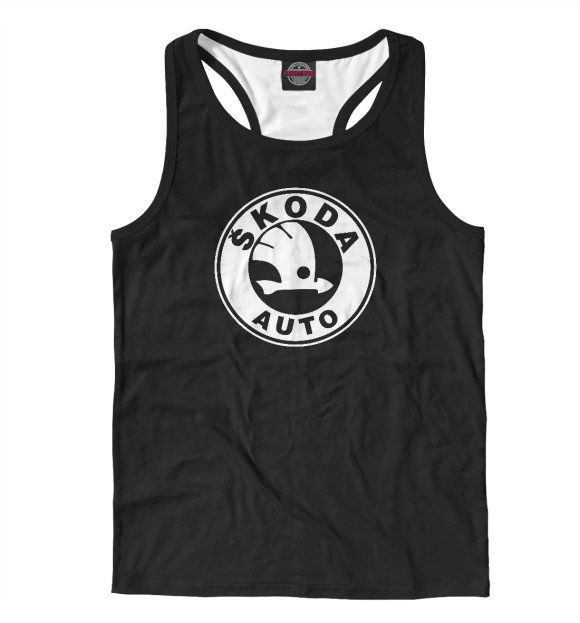 Мужская майка-борцовка с изображением Skoda цвета Белый