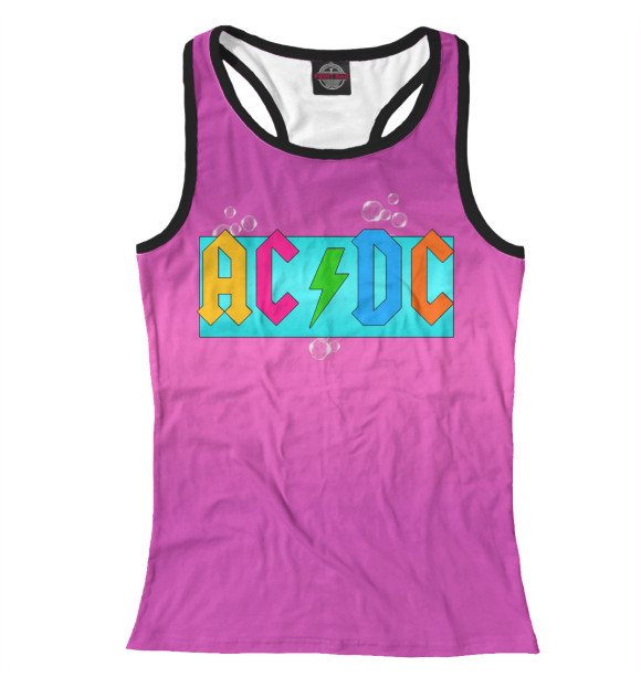 Женская майка-борцовка с изображением AC/DC цвета Белый