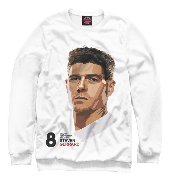 Мужской свитшот с изображением FC Liverpool Steven Gerrard цвета Белый