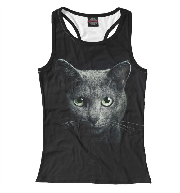 Женская майка-борцовка с изображением Кот цвета Белый