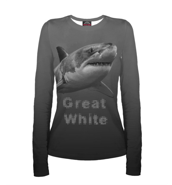 Женский лонгслив с изображением Great White цвета Белый