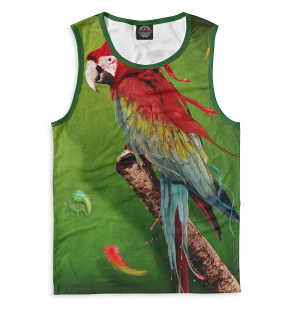 Мужская майка с изображением Попугай цвета Белый