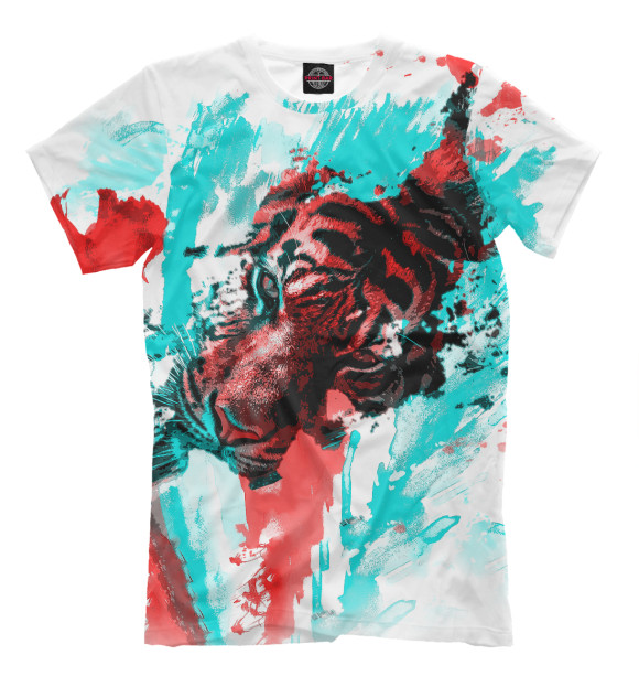 Мужская футболка с изображением Тигр цвета Молочно-белый
