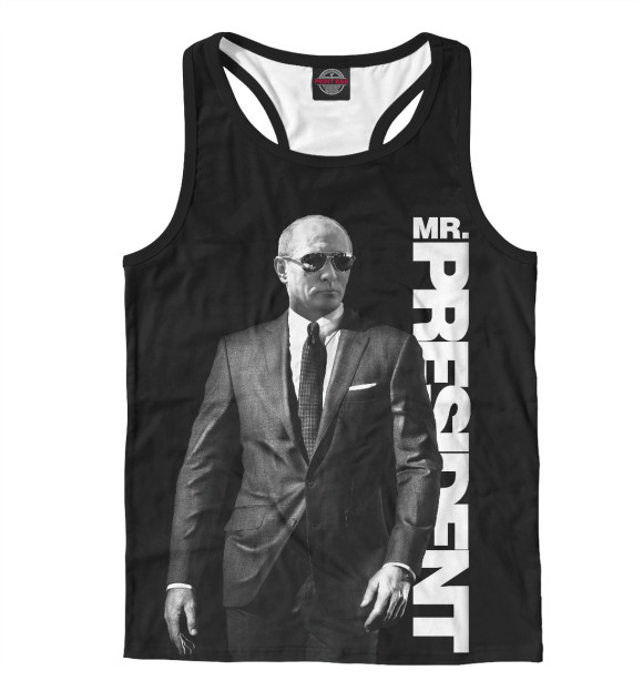 Мужская майка-борцовка с изображением Путин цвета Белый