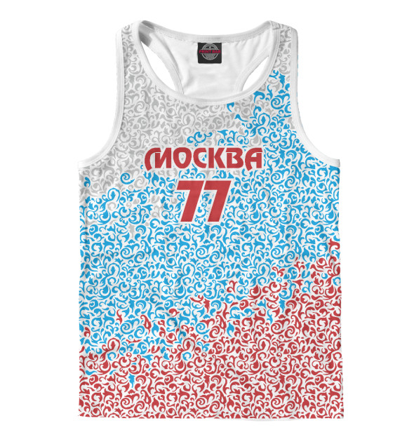 Мужская майка-борцовка с изображением Москва - регион 77 цвета Белый