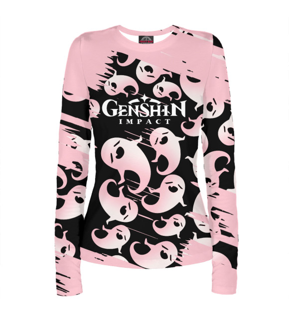 Женский лонгслив с изображением Genshin Impact цвета Белый