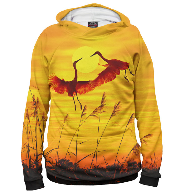 Мужское худи с изображением Цапли цвета Белый