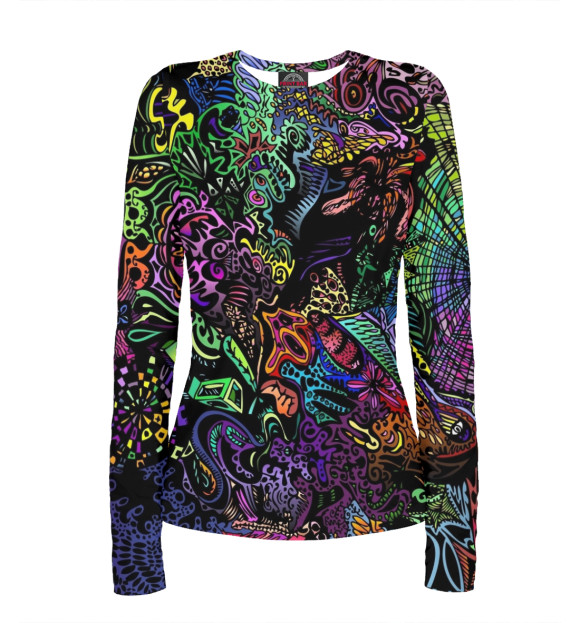 Женский лонгслив с изображением Диссоциация цвета Белый