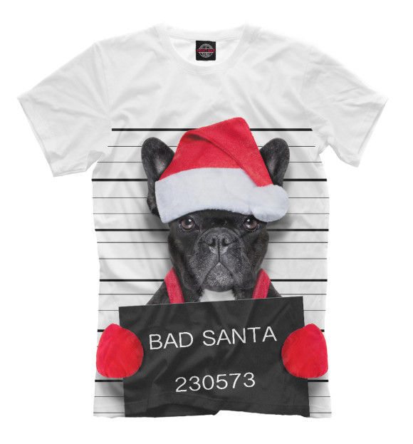 Мужская футболка с изображением Плохой Санта цвета Молочно-белый