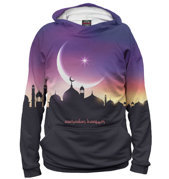 Мужское худи с изображением Рамадан Карим цвета Белый