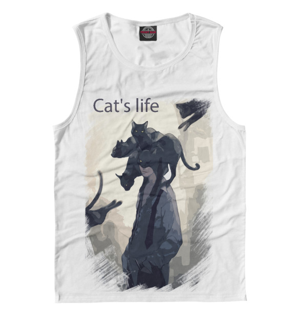 Майка для мальчика с изображением Кошачья жизнь цвета Белый