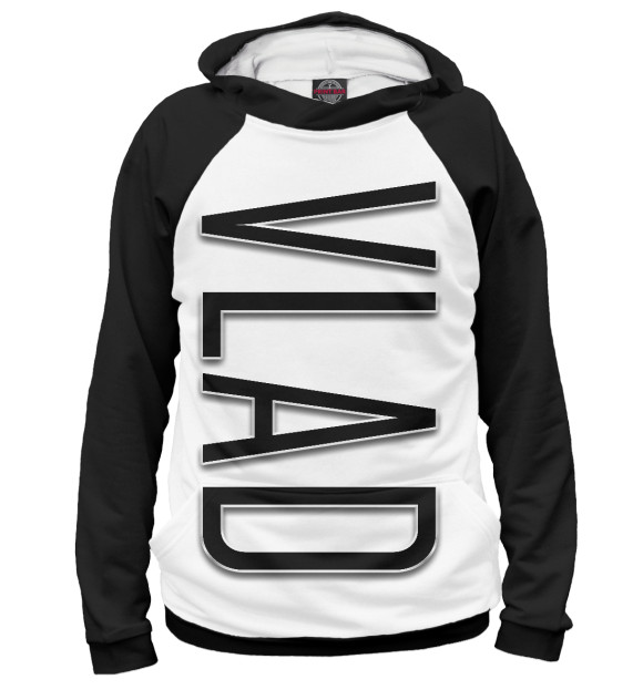 Мужское худи с изображением Vlad-black цвета Белый