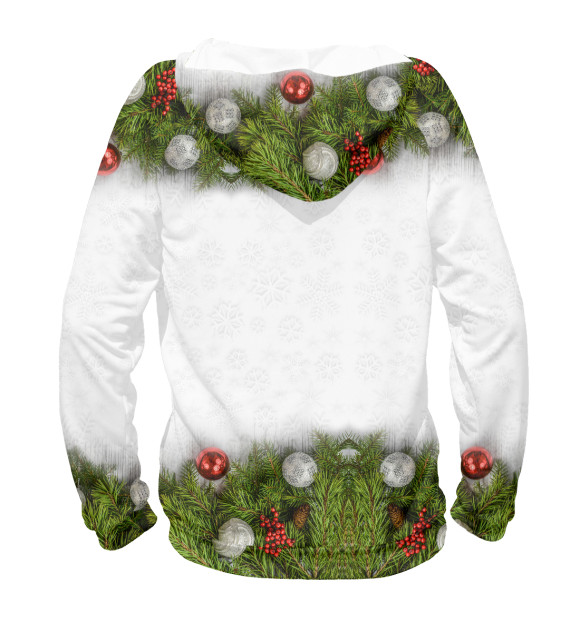 Женское худи с изображением CHRISTMAS цвета Белый