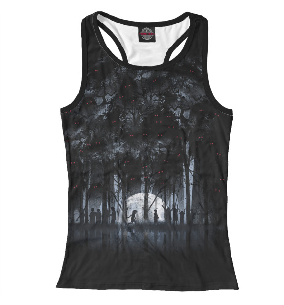 Женская майка-борцовка с изображением Дети в лесу цвета Белый