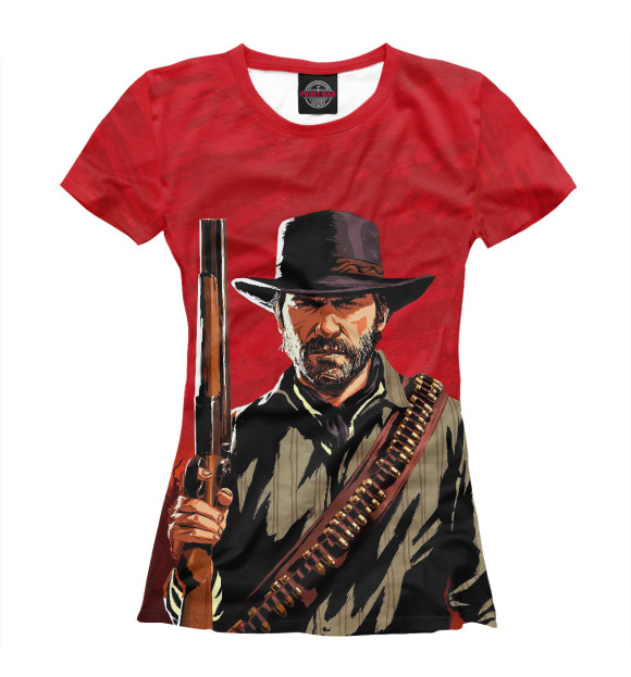 Женская футболка с изображением Red Dead Redemption II цвета Белый