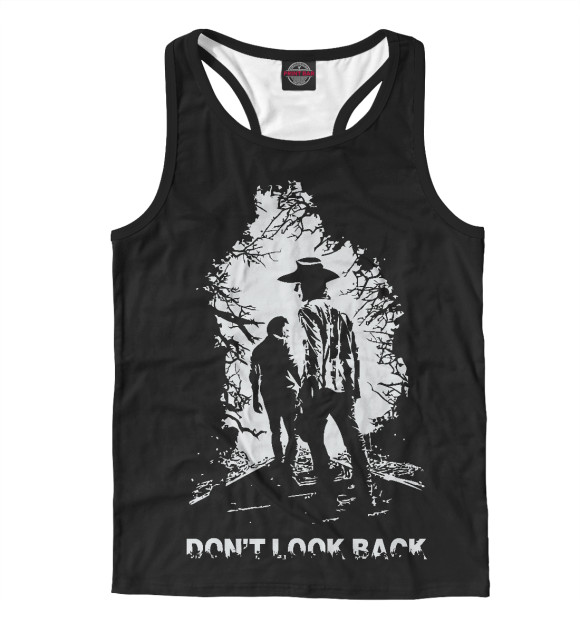 Мужская майка-борцовка с притом Не оглядывайся цвета Белый Мужская майка-борцовка с изображением Не оглядывайся цвета Белый