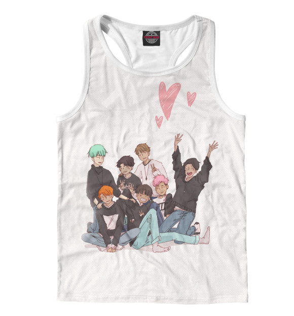 Мужская майка-борцовка с изображением BTS цвета Белый