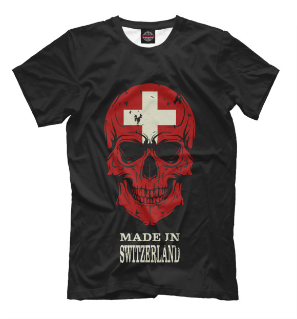 Мужская футболка с изображением Made in Switzerland цвета Черный