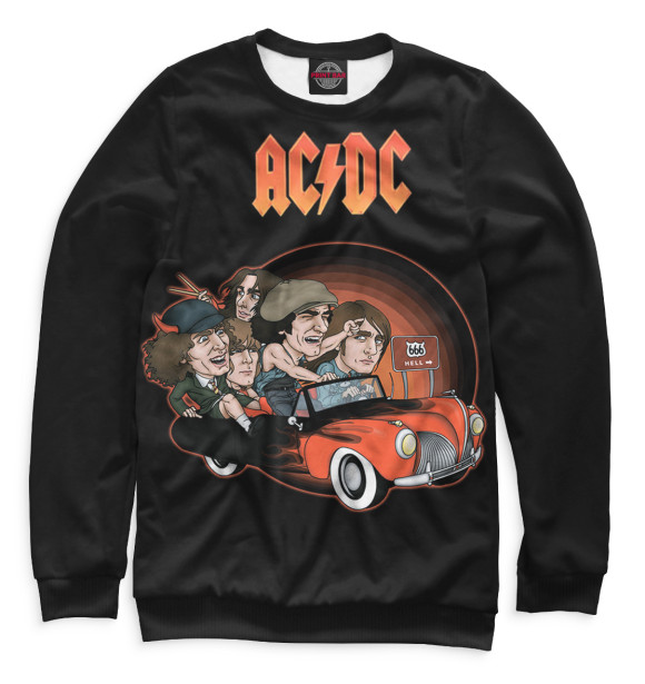 Мужской свитшот с изображением AC/DC цвета Белый