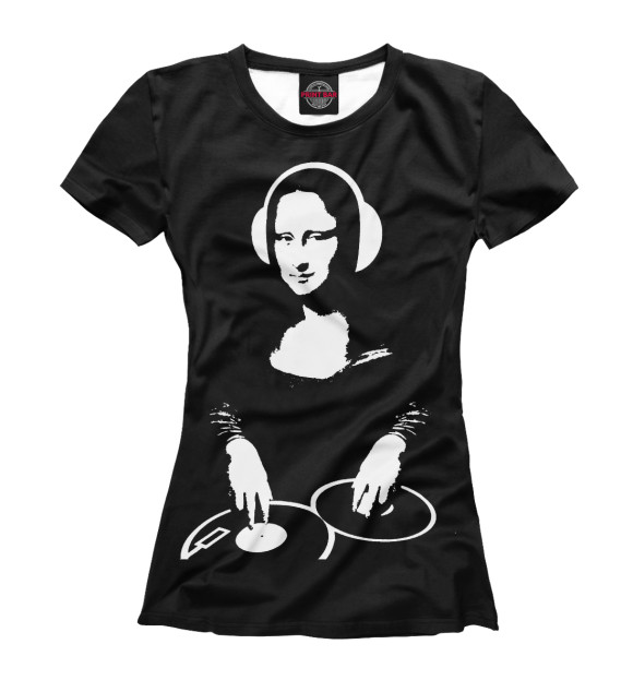Женская футболка с изображением Mona Lisa DJ цвета Белый