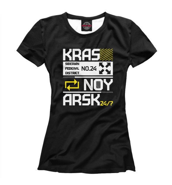 Женская футболка с изображением Красноярск Tech цвета Белый