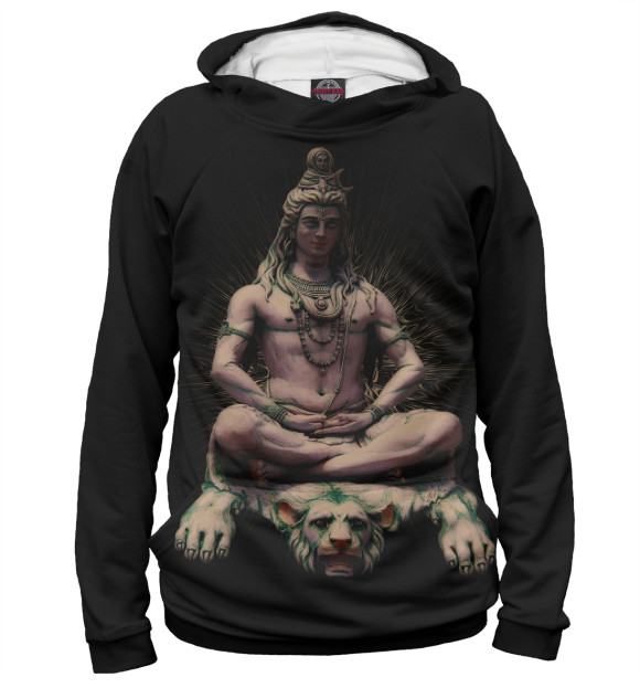 Женское худи с изображением Шива на тигре цвета Белый