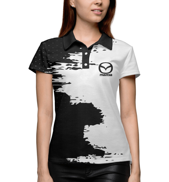 Женское поло с изображением MAZDA sport цвета Белый