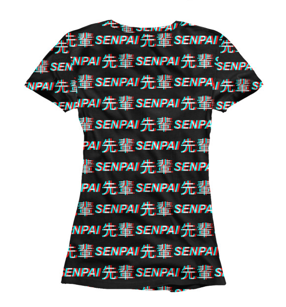 Женская футболка с изображением Senpai glitch цвета Белый
