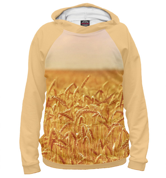 Женское худи с изображением Пшеница цвета Белый