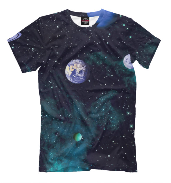 Мужская футболка с изображением Космос стар цвета Черный