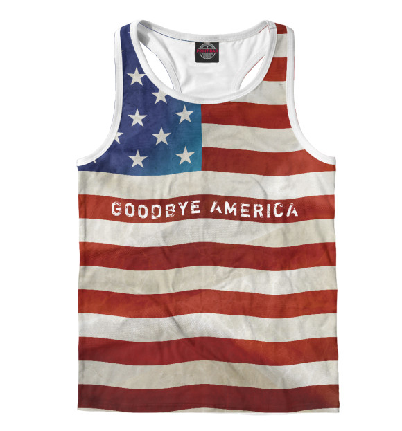 Мужская майка-борцовка с изображением Гудбай Америка цвета Белый