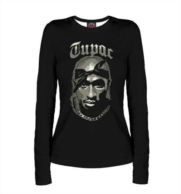 Женский лонгслив с изображением Тупак цвета Белый