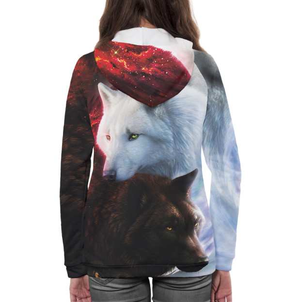 Женское худи с изображением Волки цвета Белый