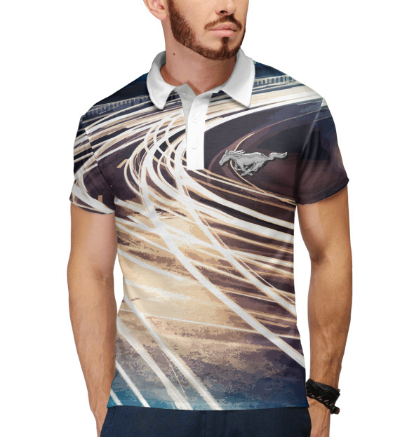 Мужское поло с изображением Turn цвета Белый