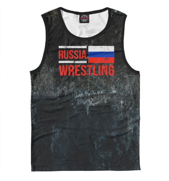 Мужская майка с изображением Russia Wrestling цвета Белый
