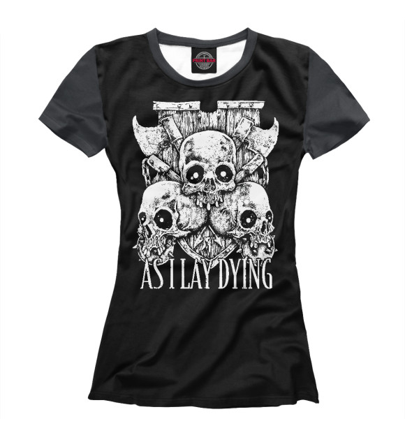 Женская футболка с изображением As I Lay Dying (черепа) цвета Белый
