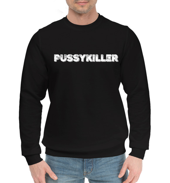 Мужской хлопковый свитшот с изображением PUSSYKILLER цвета Черный