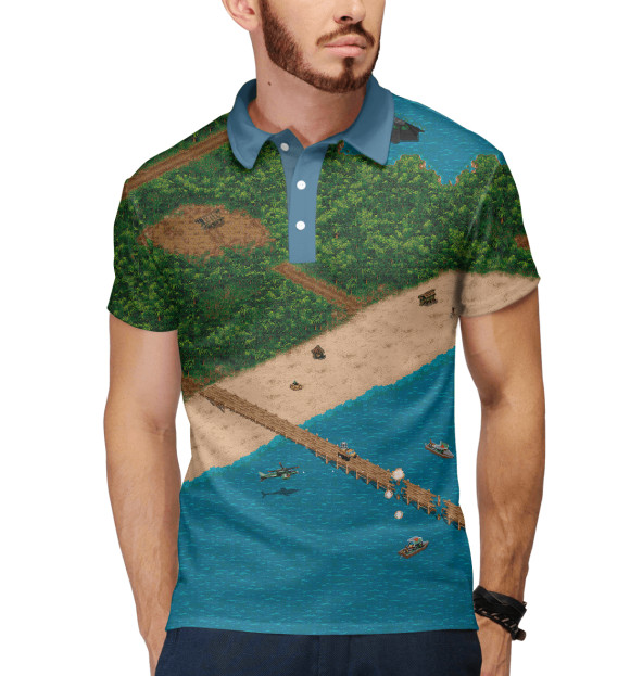 Мужское поло с изображением Urban Strike цвета Белый