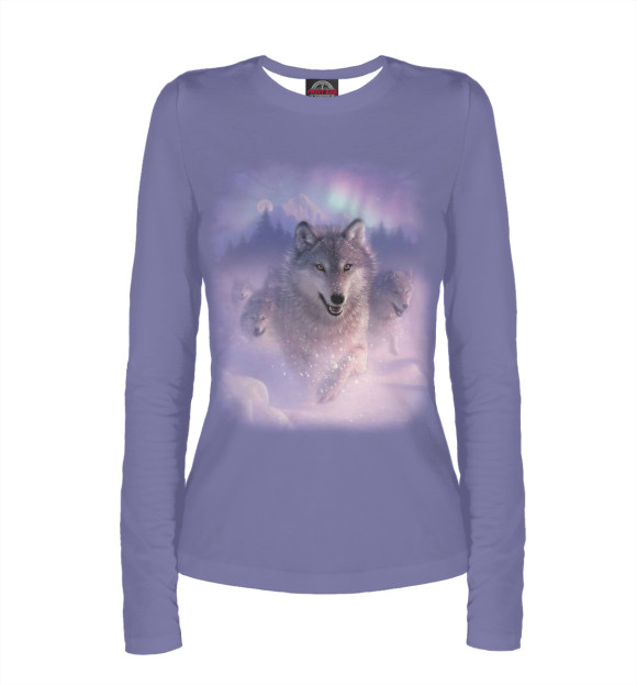 Женский лонгслив с изображением Волки цвета Белый