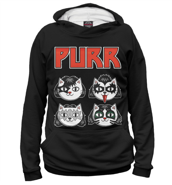 Мужское худи с изображением Purr kiss цвета Белый